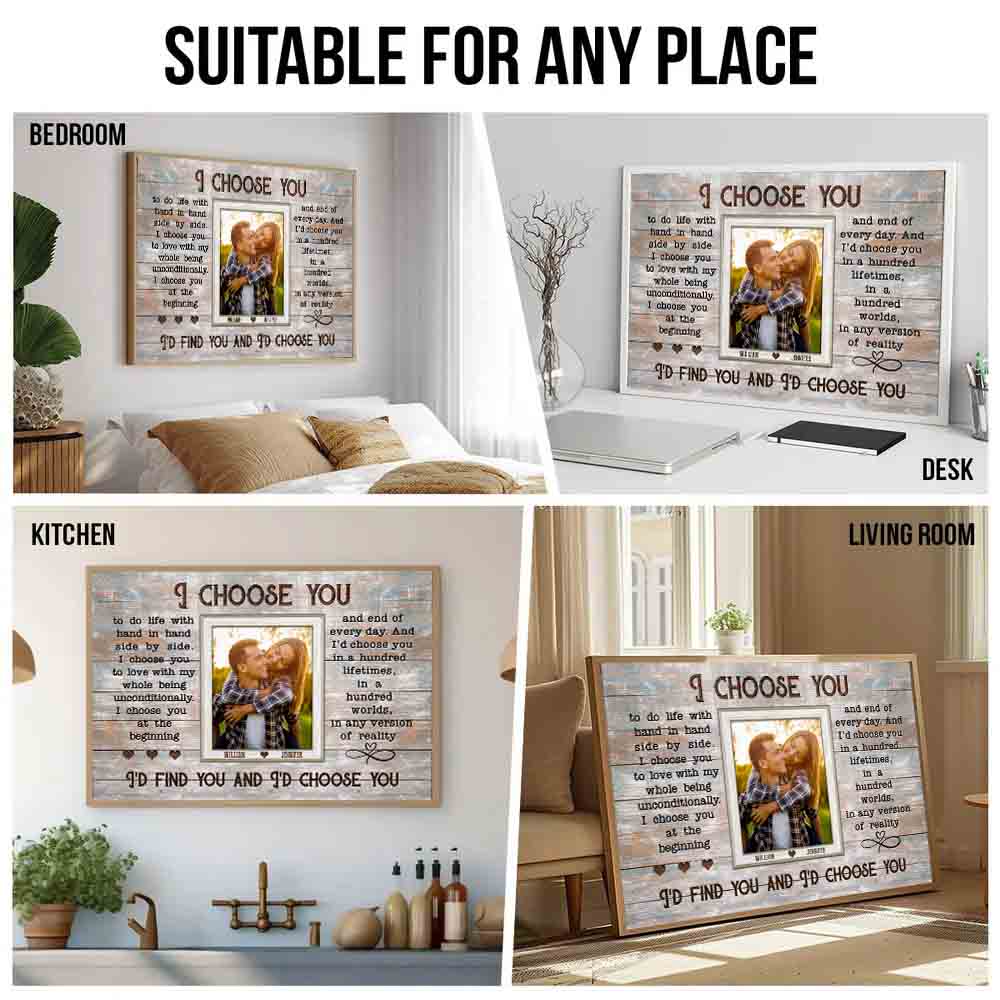 Couple's Custom Photo Wall Decor: Personalized "I Choose You" Canvas poster, kitchen and living room