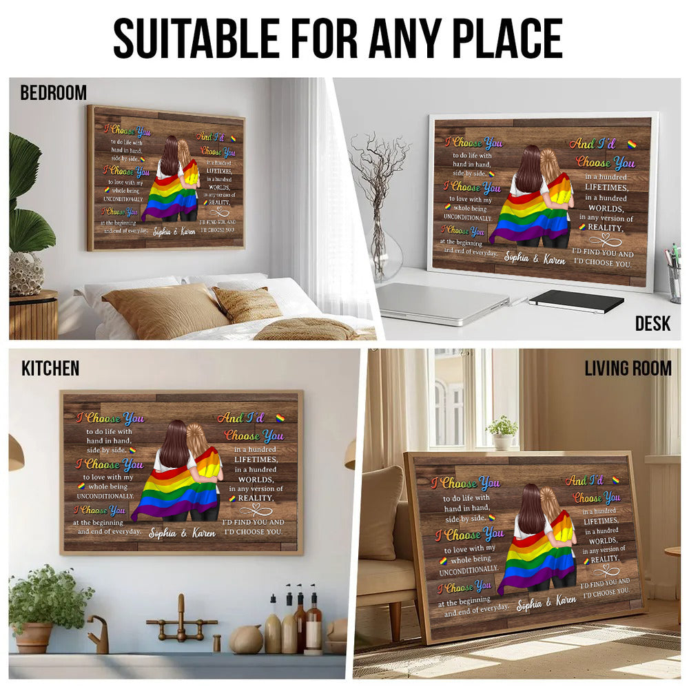 Pride Month LGBTQ+ Couple I Choose You - Personalized Poster/Canvas Prints - Gift For Her/Him, Husband/Wife, Couples