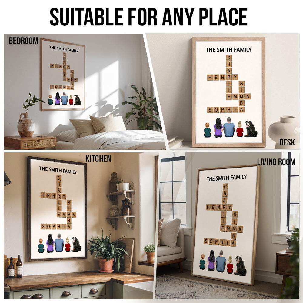 Personalized Family Make Your Own Crossword poster, kitchen and living room