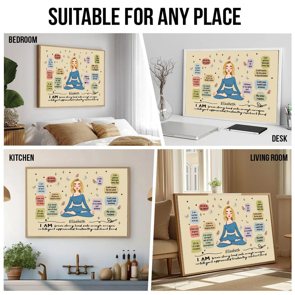 Personalized I Am Brave Strong Loved poster, kitchen and living room