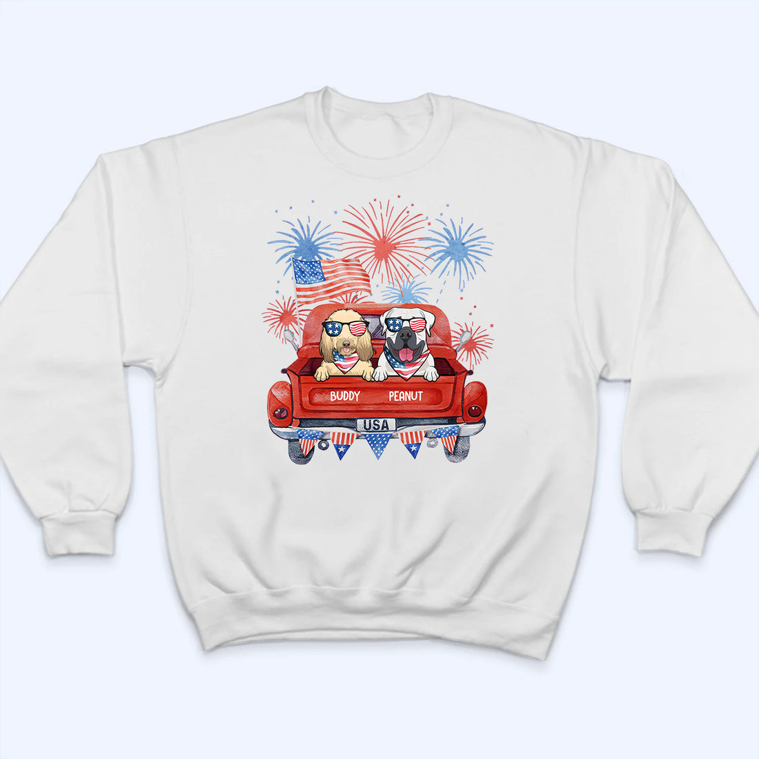 Personalized Independence Day Fireworks Dogs t-shirt, alternate view 5