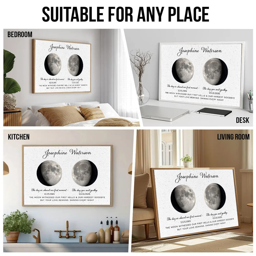 Personalized The Moon Witnessed Our First Hello And Our Hardest Goodbye Memorial poster, kitchen and living room
