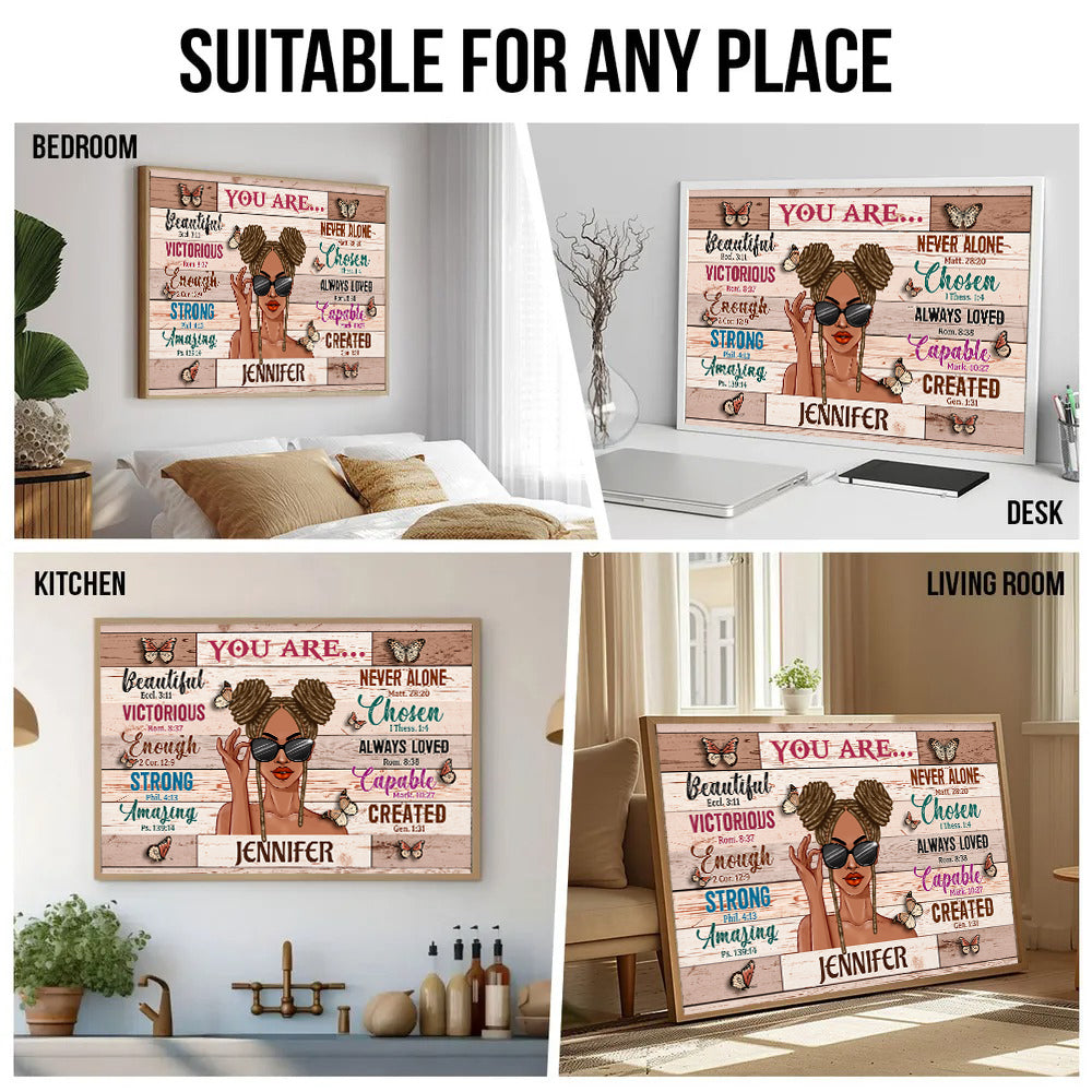 Personalized You Are Beautiful Victorious poster, kitchen and living room