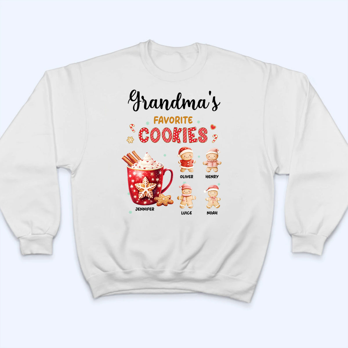 Grandma's Favorite Cookies - Personalized Custom T Shirt - Christmas Gift for Grandma/Grandparent