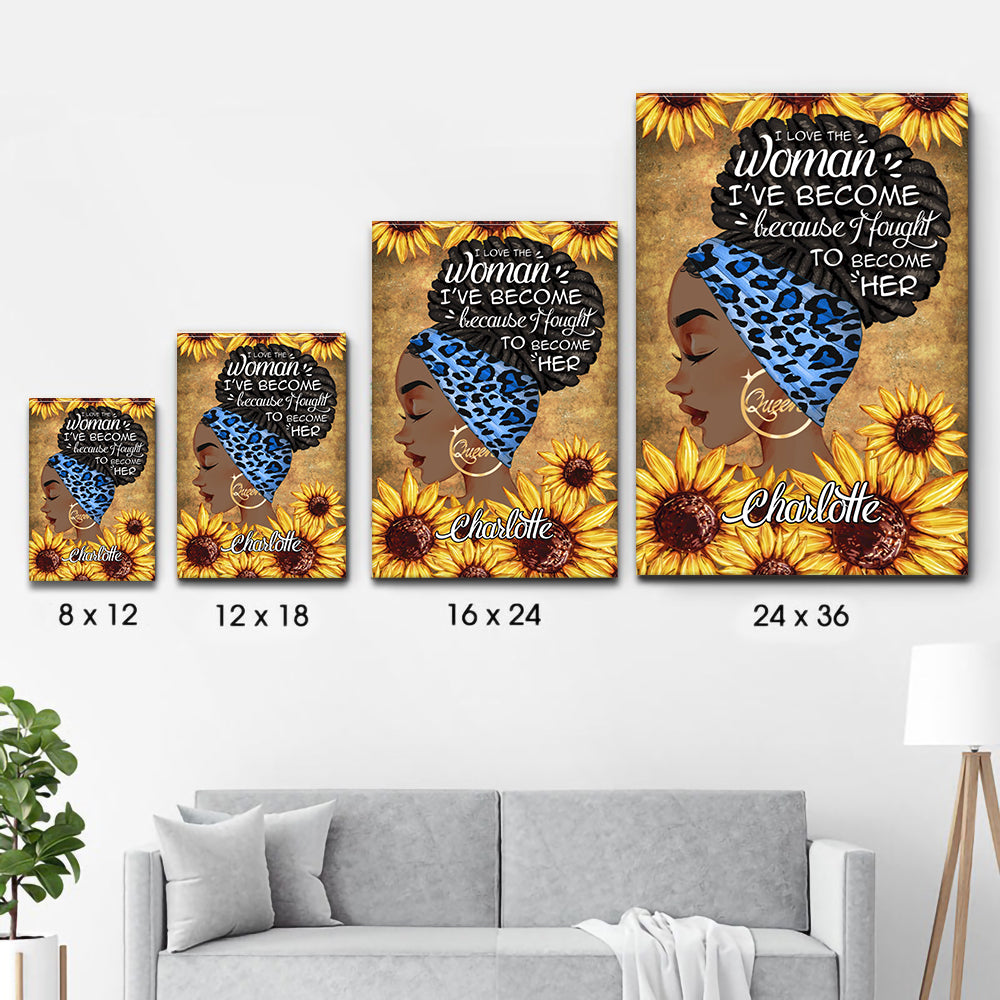 Personalized I Am The Storm poster, size options shown on a sofa wall