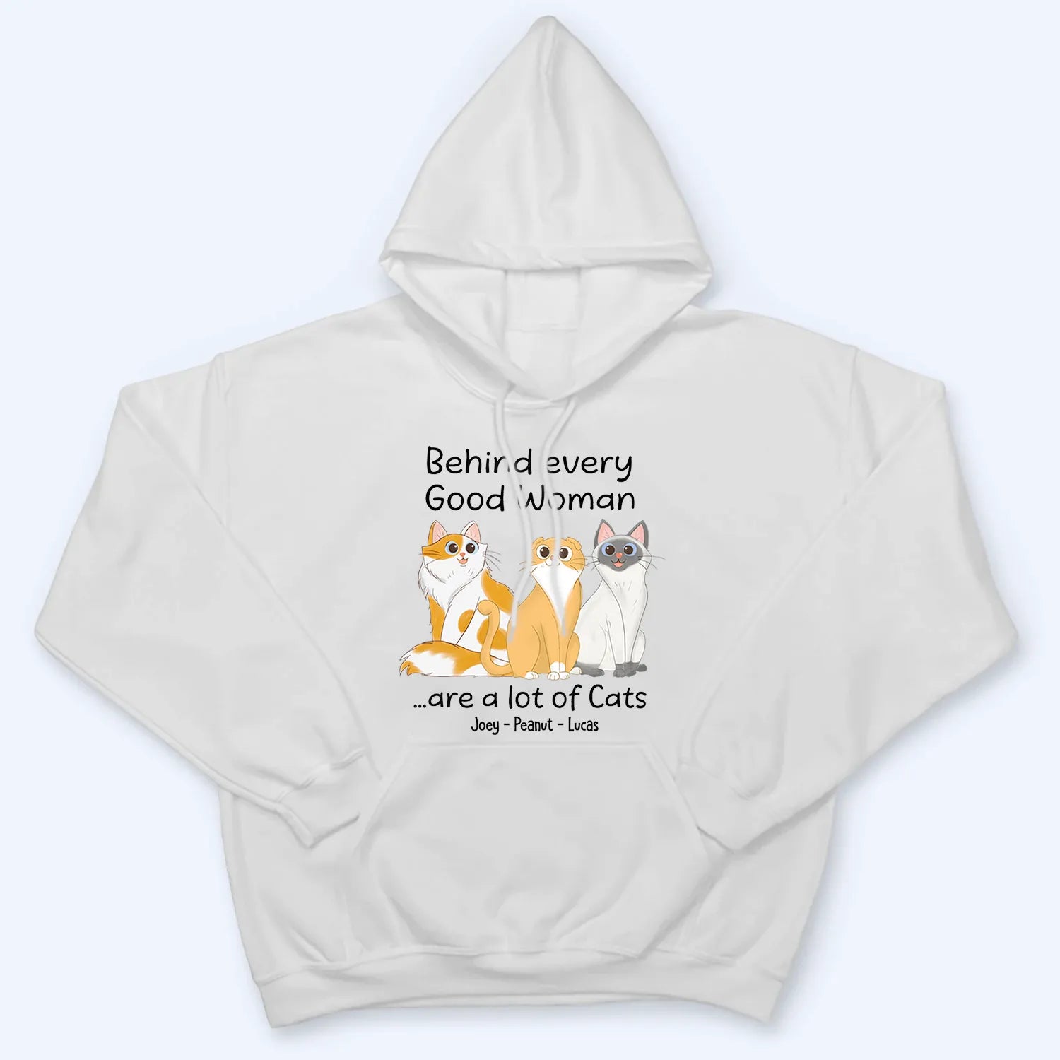 Behind Good Woman Are Cats Sitting - Personalized Custom T Shirt - Gift For Cat Lovers, Pet Lovers, Cat Mom, Cat Dad
