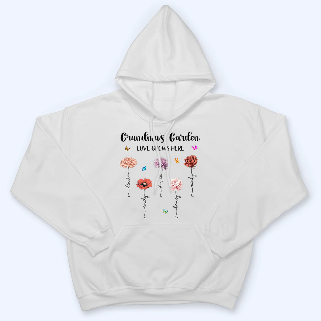 Grandma‘s Garden Love Grows Here Beautiful Birth Month Flower - Personalized Custom Shirt - Gift for Mom, Grandma