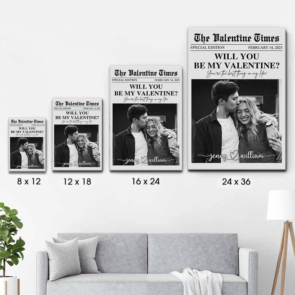 Will You Be My Valentines - Personalized Poster/Canvas Print - Gift For Her/Him, Husband/Wife, Couples on Anniversary, Valentine's Day