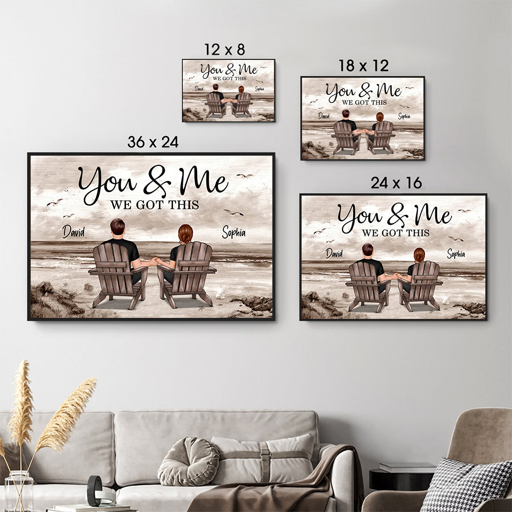 Eternal Love Couple Beach Landscape Retro Vintage - Personalized Poster/Canvas - Gift For Her/Him, Husband/Wife, Couples on Anniversary, Valentine's Day