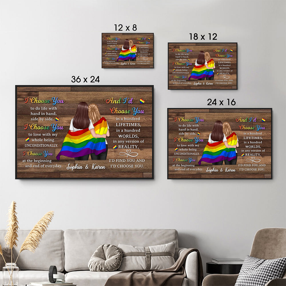 Pride Month LGBTQ+ Couple I Choose You - Personalized Poster/Canvas Prints - Gift For Her/Him, Husband/Wife, Couples