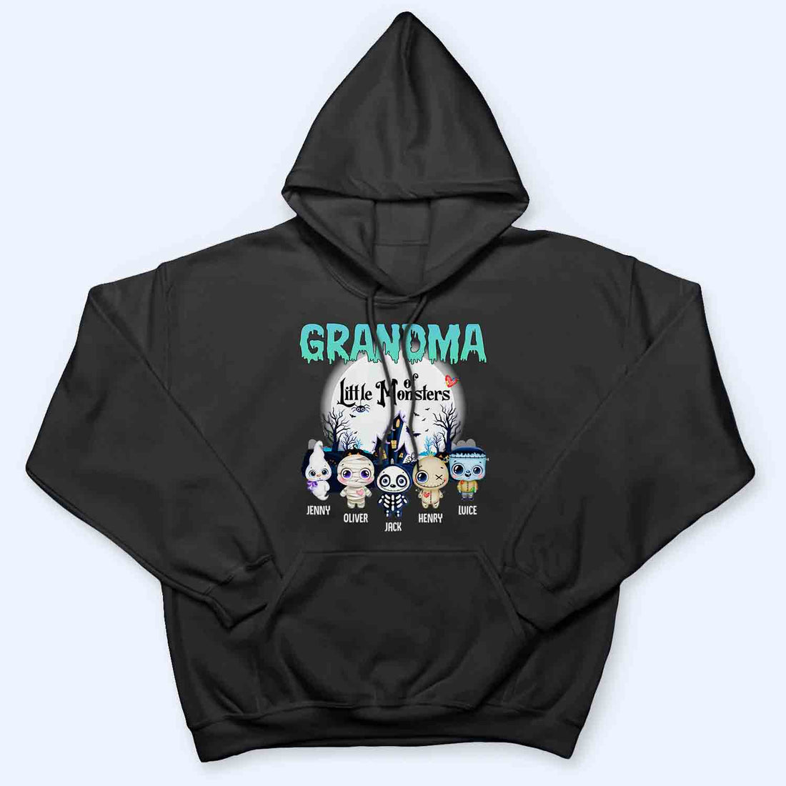 Grandma Of These Little Monsters - Personalized Custom T Shirt - Halloween Gift for Grandma/Nana/Mimi, Mom, Wife, Grandparent