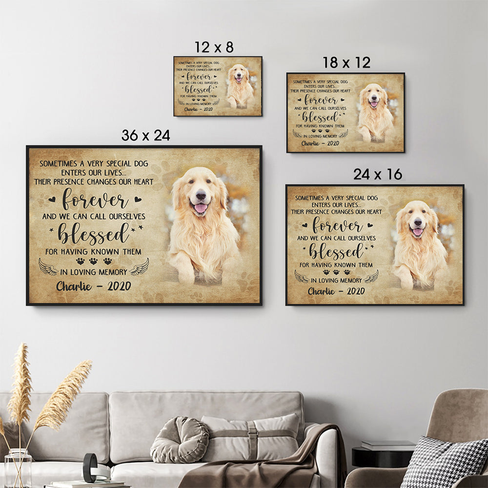 Custom Photo Sometimes A Very Special Dog Enter Our Lives - Personalized Poster/Canvas Prints - Memorial Gift For Dog Lovers, Cat Lovers, Pet Lovers