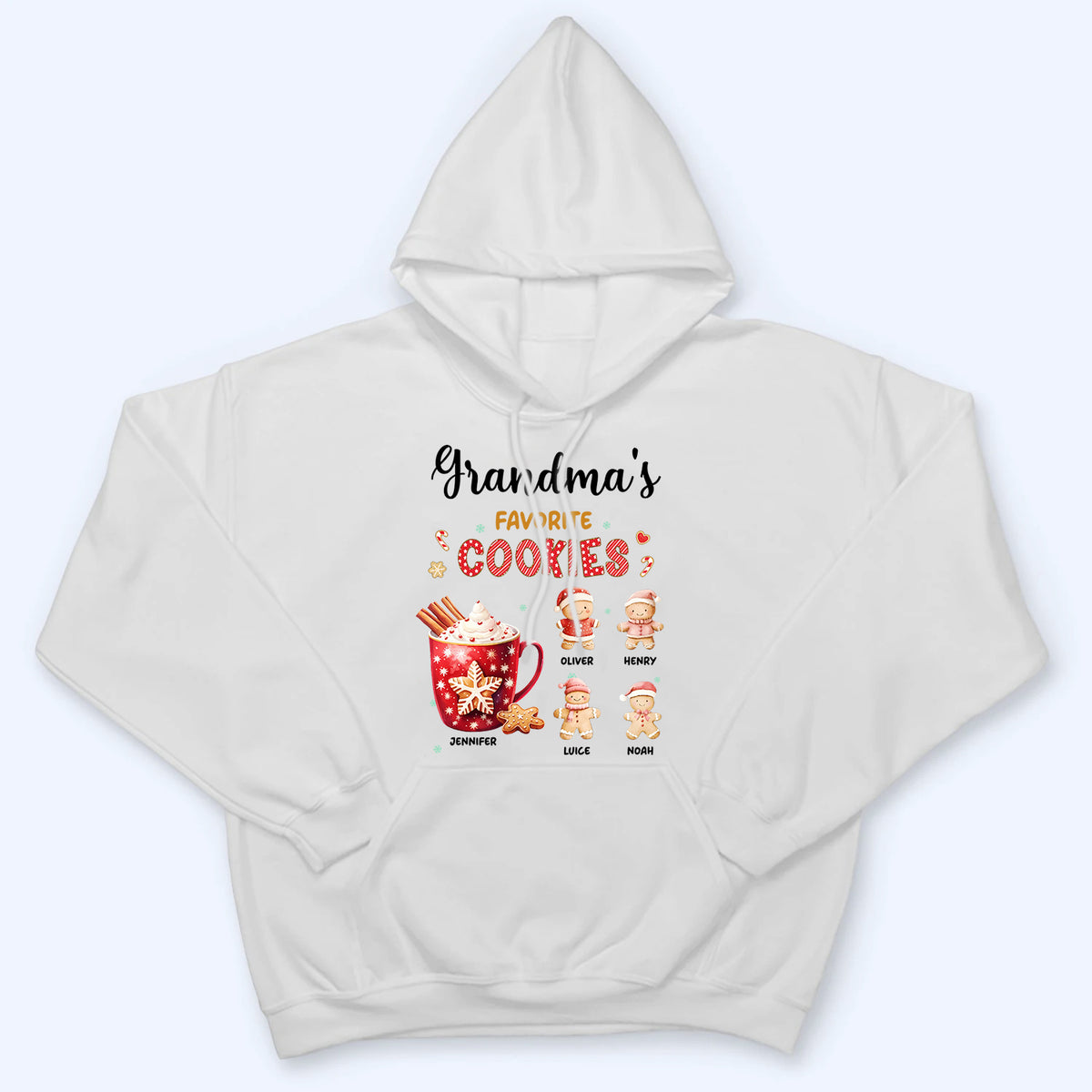 Grandma's Favorite Cookies - Personalized Custom T Shirt - Christmas Gift for Grandma/Grandparent