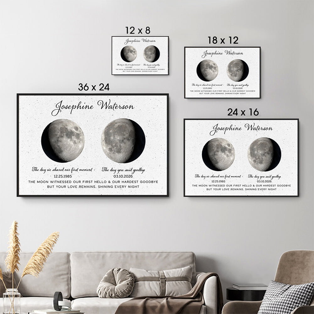 The Moon Witnessed Our First Hello And Our Hardest Goodbye Memorial - Personalized Canvas Prints - Memorial, Sympathy Gift For Family Members