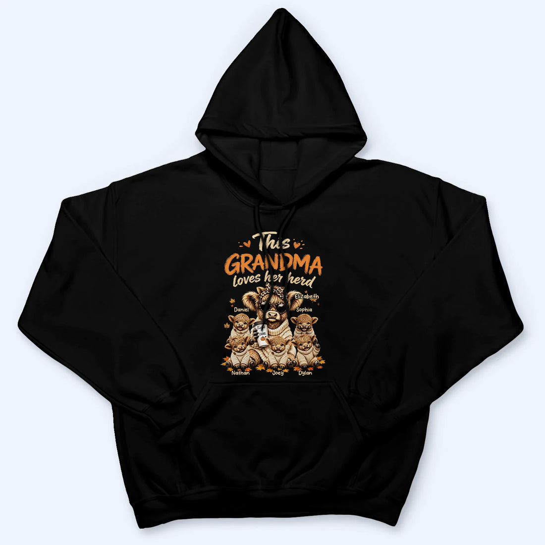 This Grandma Loves Her Herd Fall Season - Personalized Custom T Shirt - Fall/Autumn Gift for Grandma/Nana/Mimi, Mom, Wife