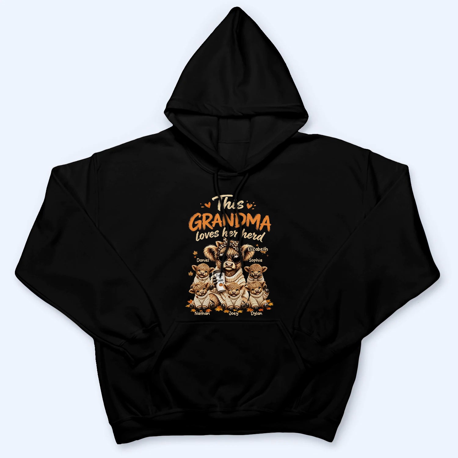 This Grandma Loves Her Herd Fall Season - Personalized Custom T Shirt - Fall/Autumn Gift for Grandma/Nana/Mimi, Mom, Wife