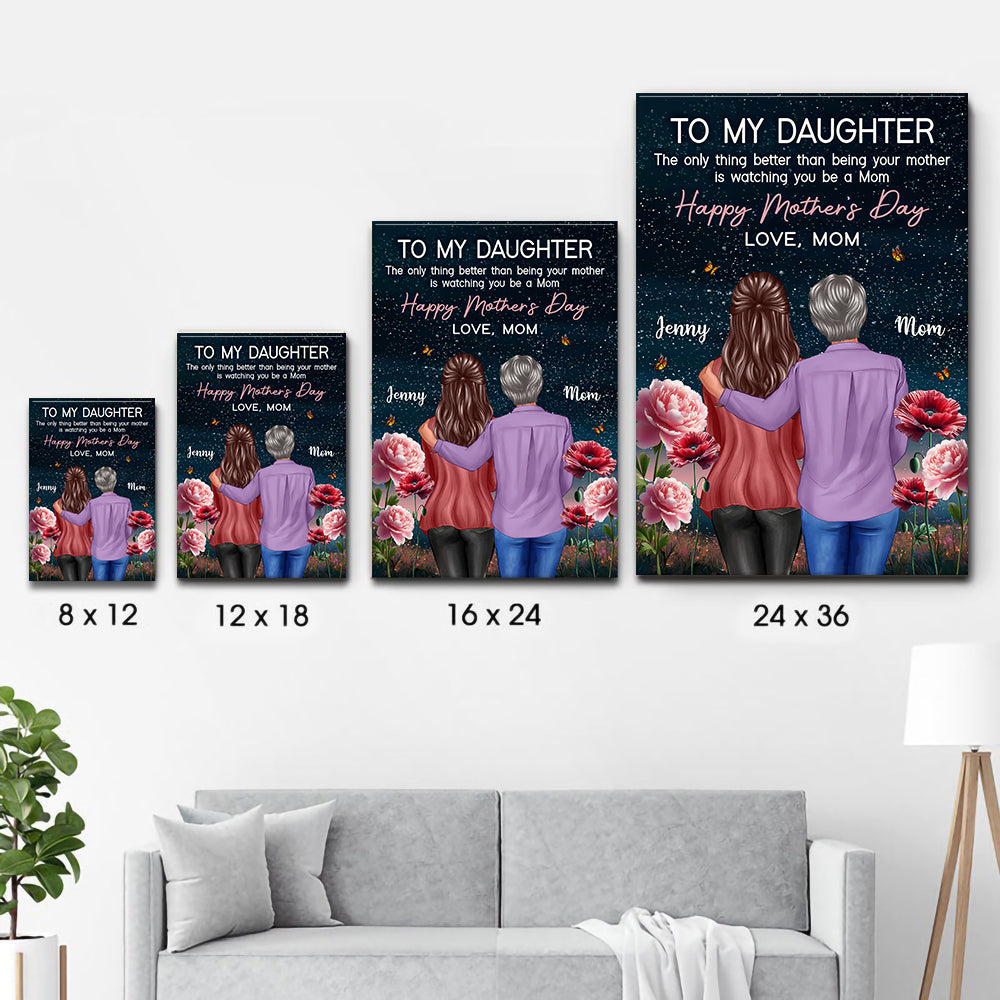 Birth Flower At Night To My Daughter From Mom - Personalized Poster/Canvas - Mother's Day Gift For Daughter