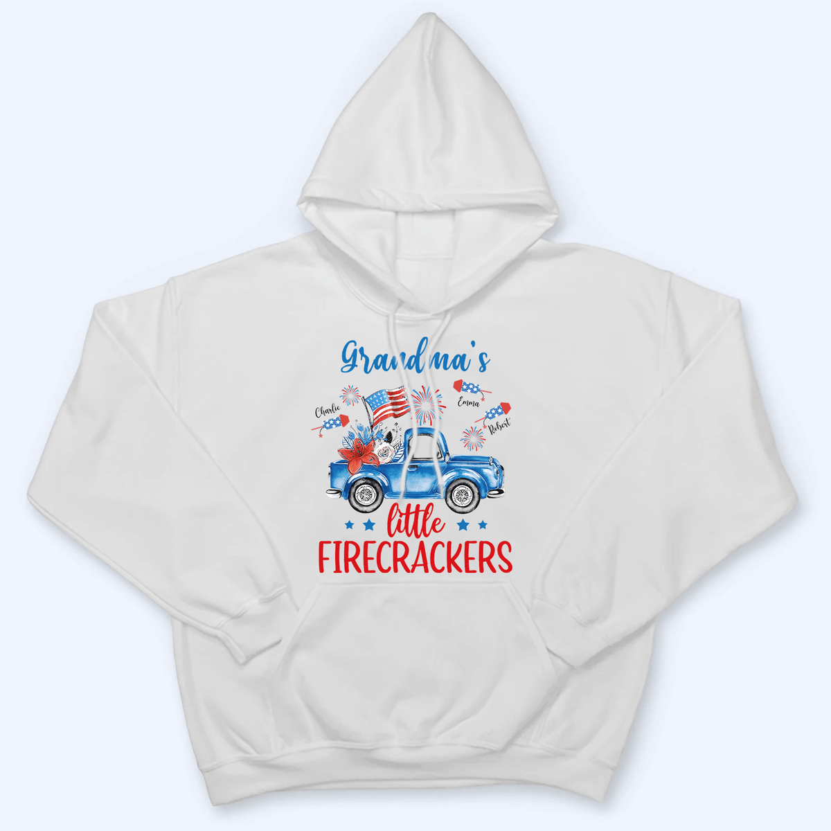 Grandma's Little Firecrackers 4th of July Patriotic - Personalized Custom T Shirt - Gift for Grandma/Nana/Mimi, Mom, Wife, Grandparent - Suzitee Store