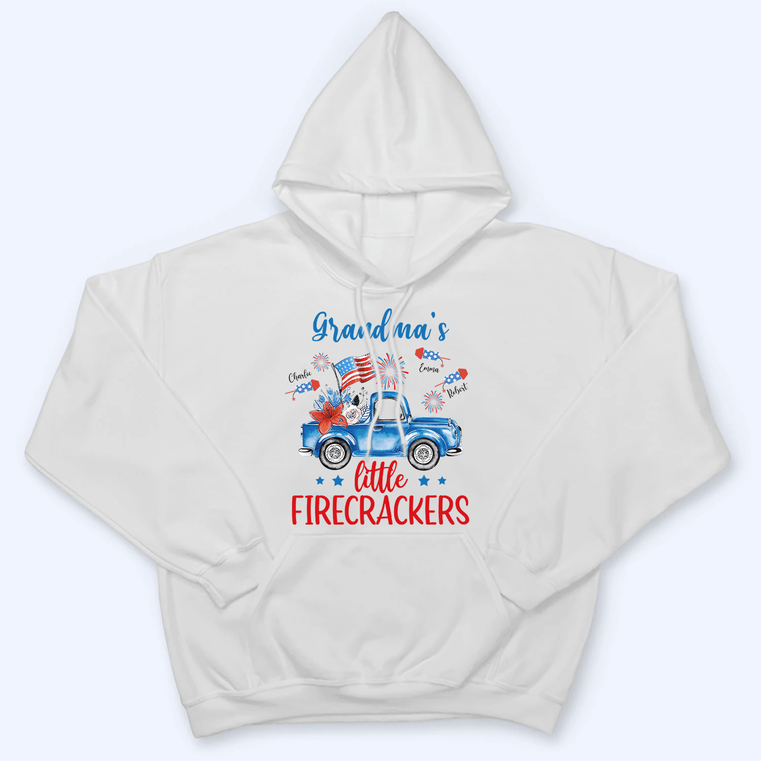 Grandma's Little Firecrackers 4th of July Patriotic - Personalized Custom T Shirt - Gift for Grandma/Nana/Mimi, Mom, Wife, Grandparent - Suzitee Store