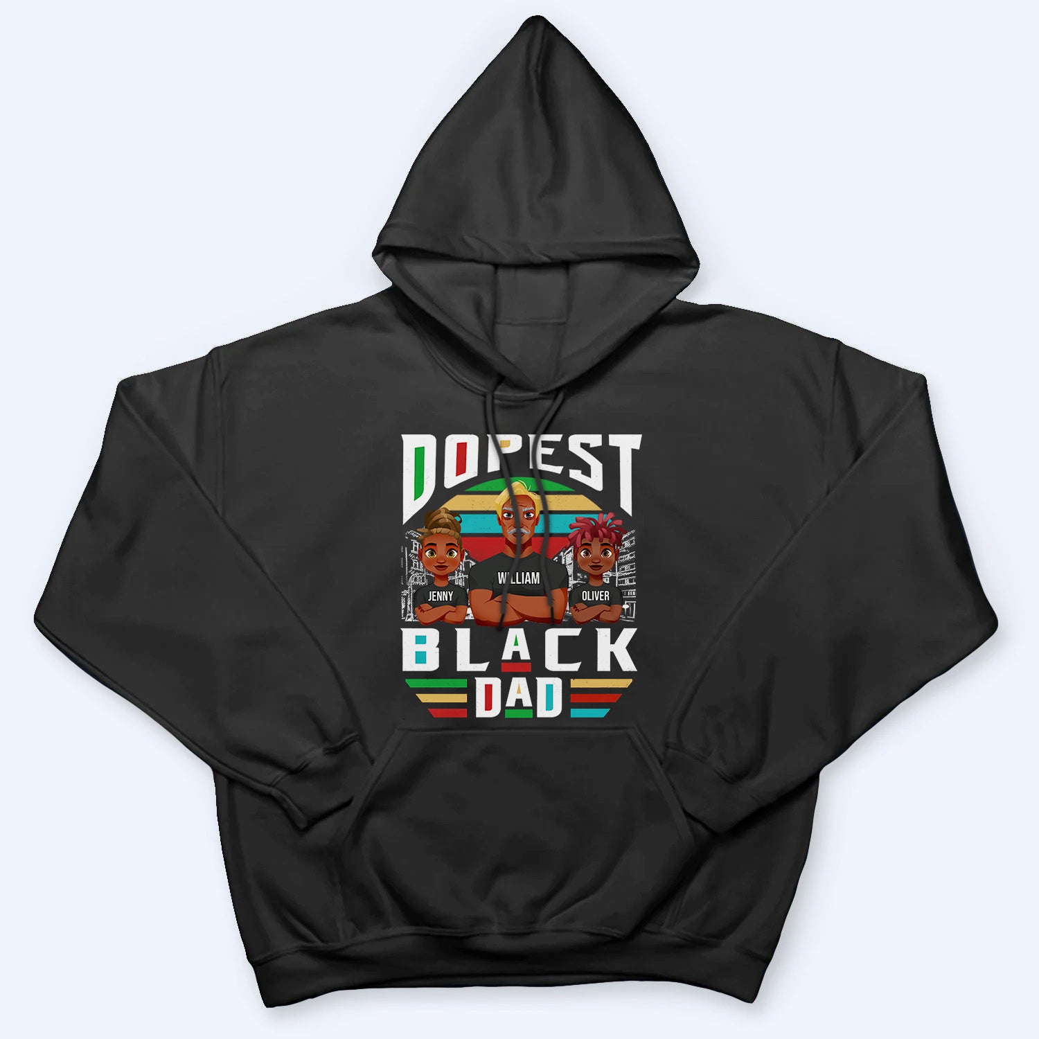 Dopest Black Dad - Personalized Custom T Shirt - Gift for Black Dad, Father's Day, Juneteenth