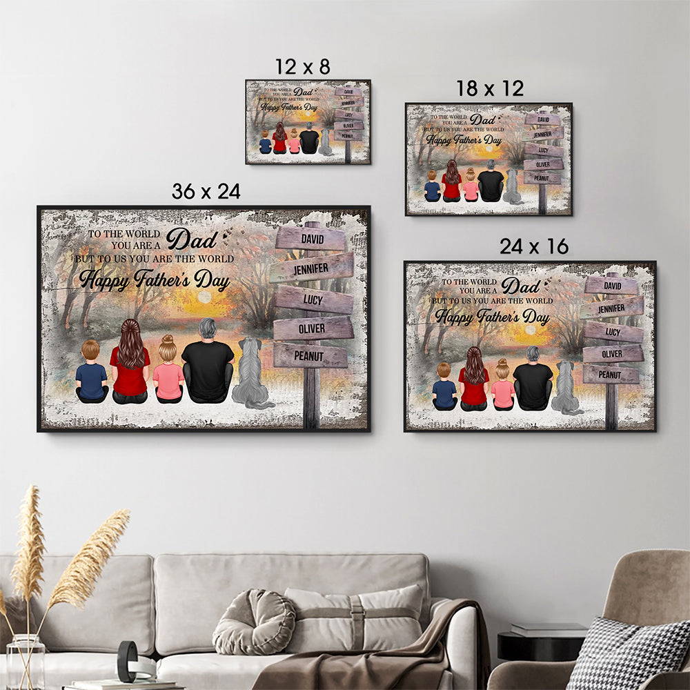 Custom Back View Family - Personalized Poster/Canvas - Gift For Family Members, Mom and Dad