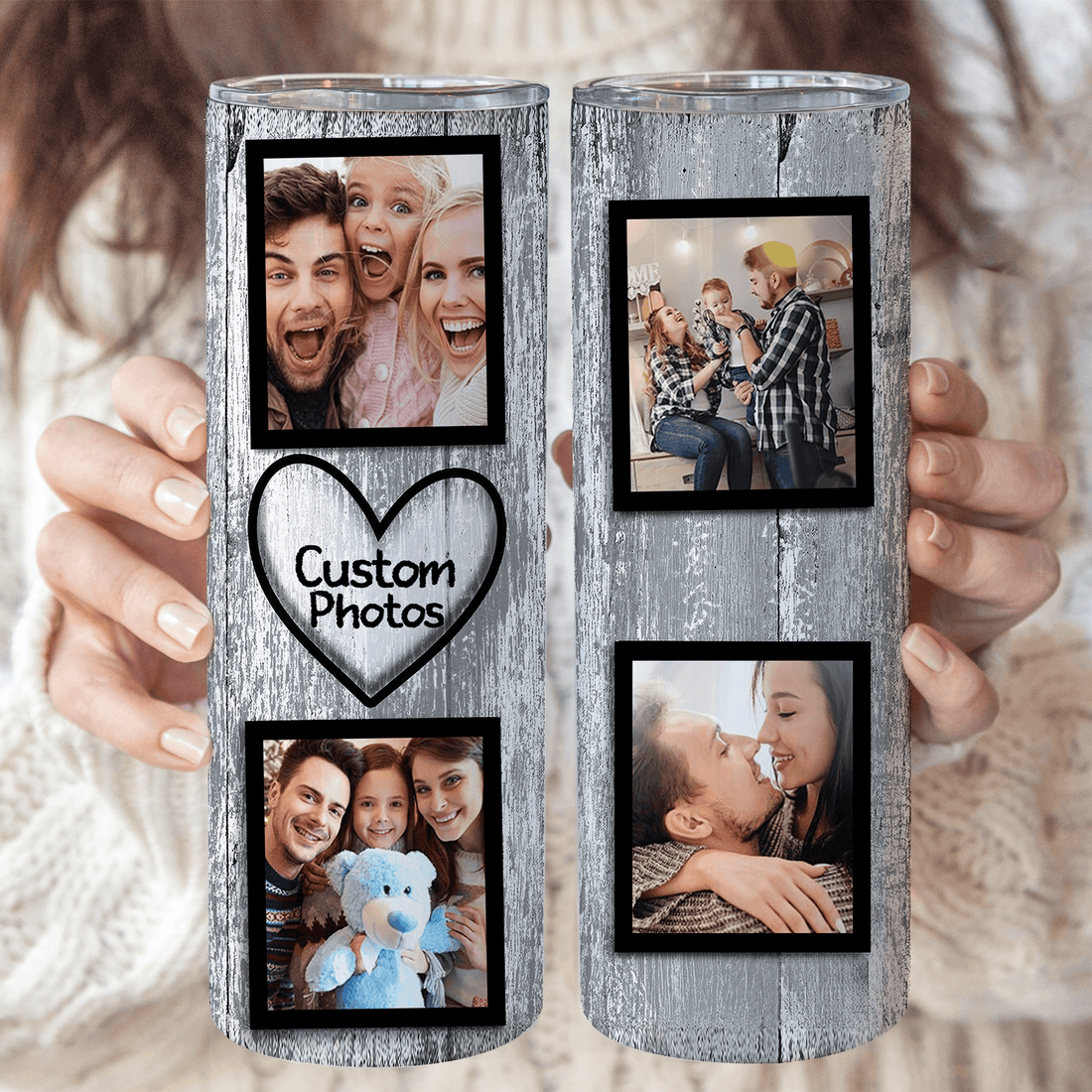 Custom Photo Collage Tumbler skinny tumbler, alternate view 2