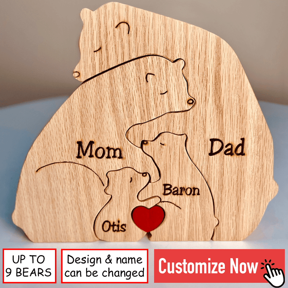 Wooden Bear Family Puzzle personalized family puzzle 1, main view