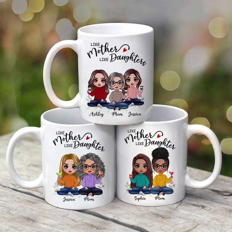 Doll Mother And Daughters - Personalized Custom Mug - Gift For Mom, Daughter, Mother's Day