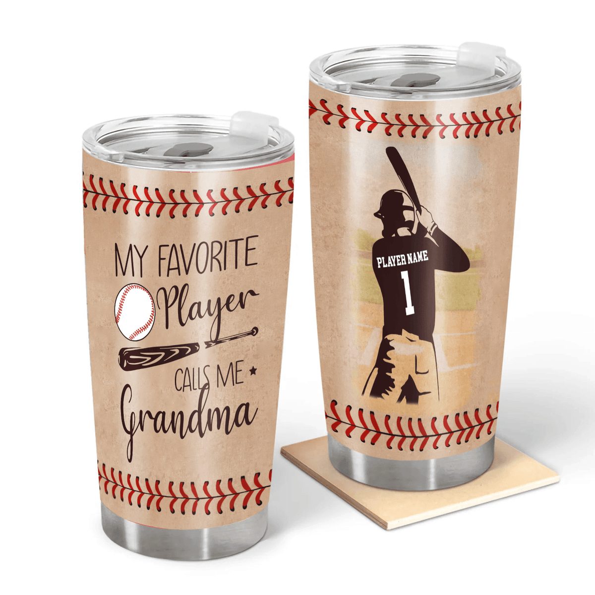 My Favorite Player Calls Me Grandma - Personalized Custom 20oz Fat Tumbler Cup - Birthday, Loving, Funny Gift for Grandma/Nana/Mimi, Mom, Wife, Grandparent - Suzitee Store