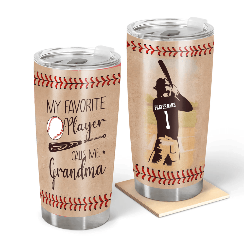 My Favorite Player Calls Me Grandma - Personalized Custom 20oz Fat Tumbler Cup - Birthday, Loving, Funny Gift for Grandma/Nana/Mimi, Mom, Wife, Grandparent - Suzitee Store