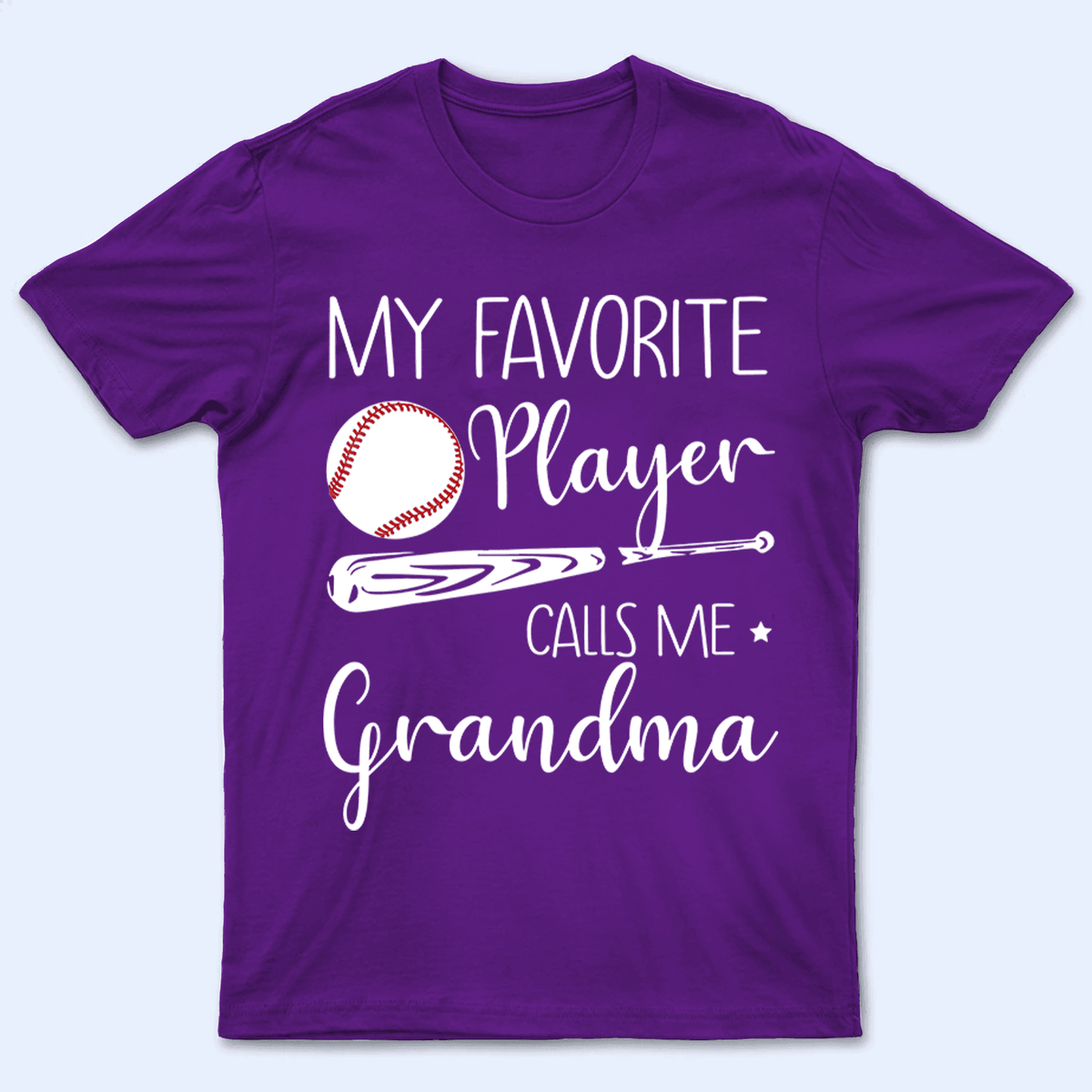 My Favorite Player Calls Me Grandma - Personalized Custom T Shirt - Birthday, Loving, Funny Gift for Grandma/Nana/Mimi, Mom, Wife, Grandparent - Purple - Suzitee Store