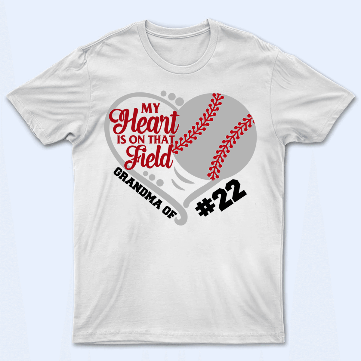My Heart Is On That Field - Personalized Custom T Shirt - Gift for Grandma/Nana/Mimi, Mom, Wife, Grandparent - Suzitee Store