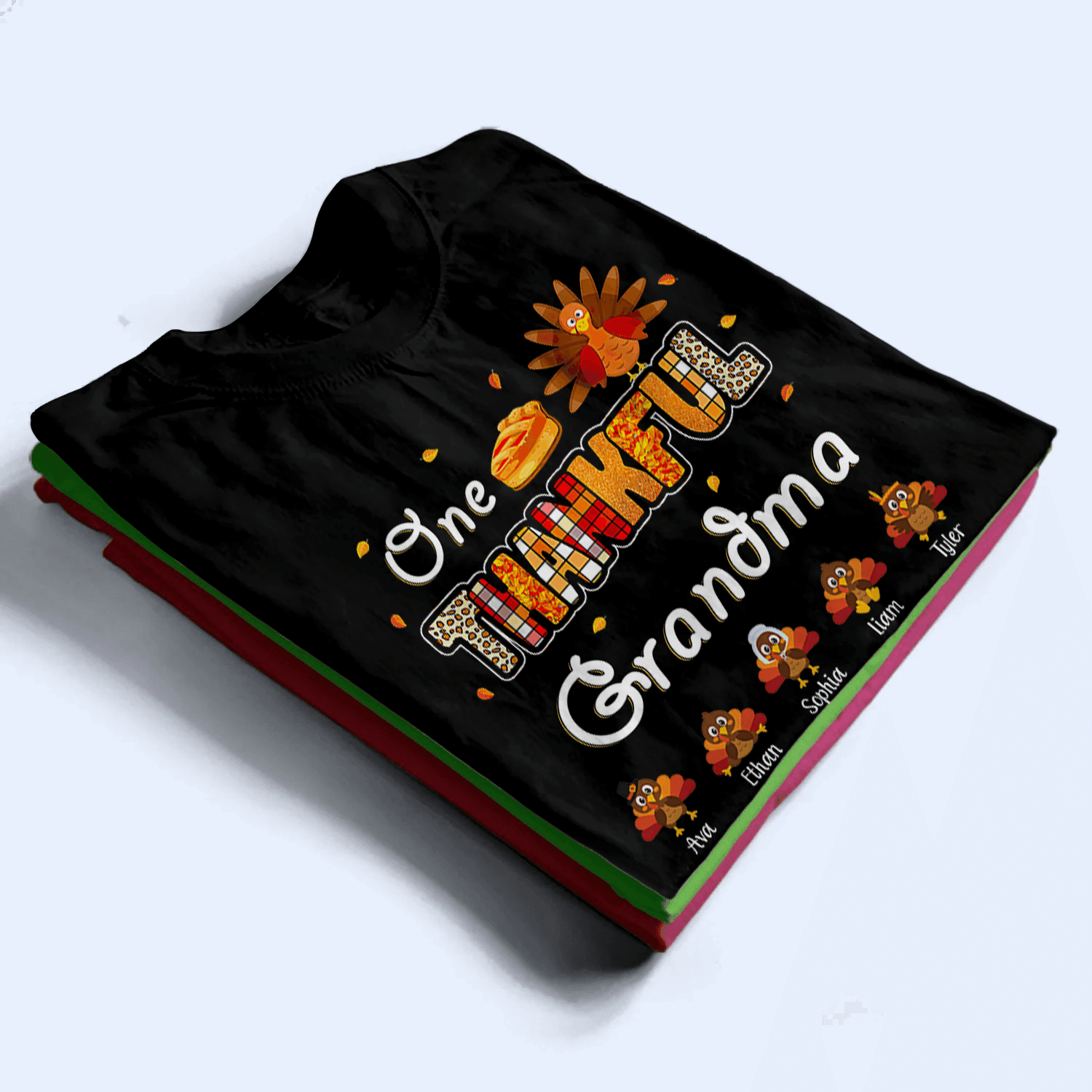 One Thankful Grandma Little Turkeys - Personalized Custom T Shirt - Thanksgiving, Birthday, Loving, Funny Gift for Grandma/Nana/Mimi, Mom, Wife, Grandparent - Suzitee Store