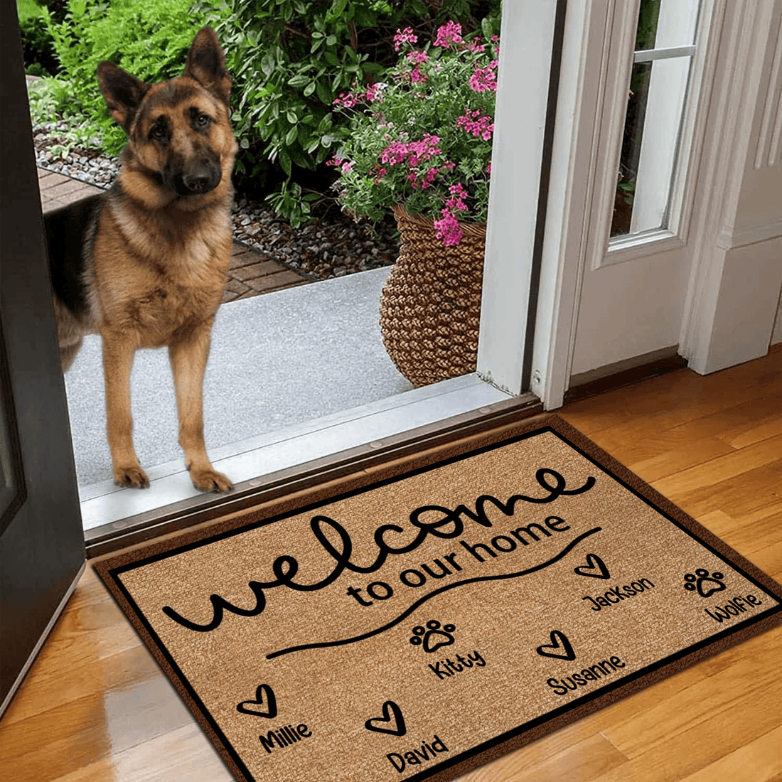 Personalized Paw Prints doormat, alternate view 4