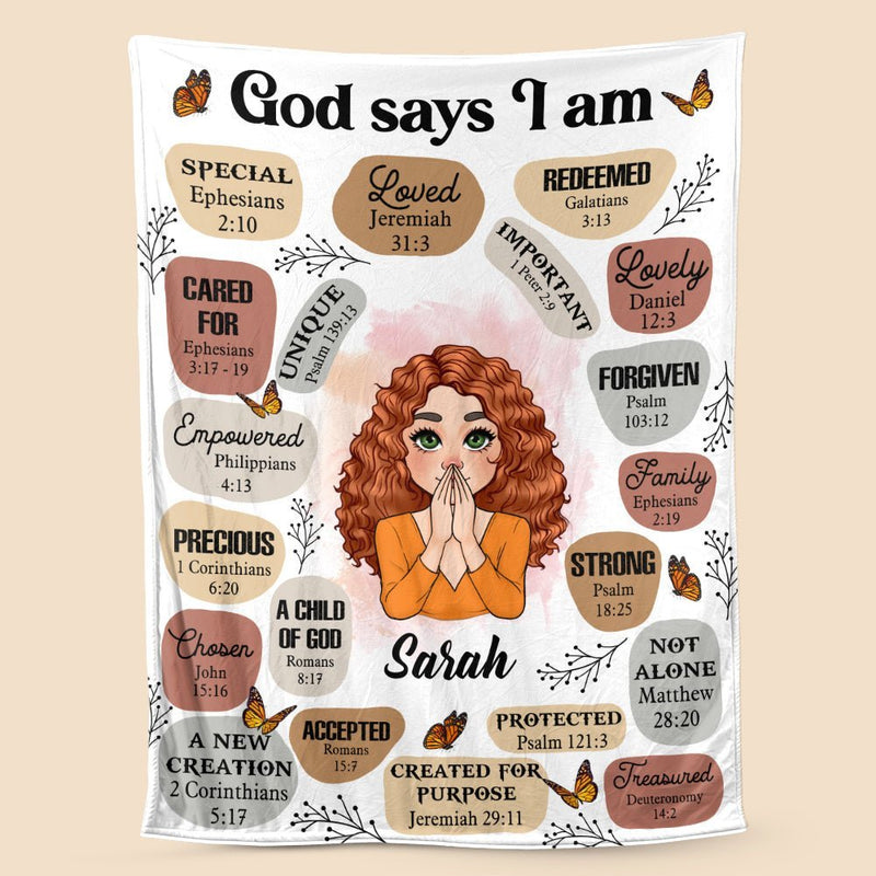God Says I Am Special - Custom Blanket - Personalized Gift for Christian Girl, Woman, Sister, Mother, Friend, Wife, Girlfriend