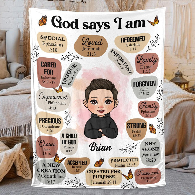 Personalized God Says I Am Special fleece blanket, soft fleece fabric close-up