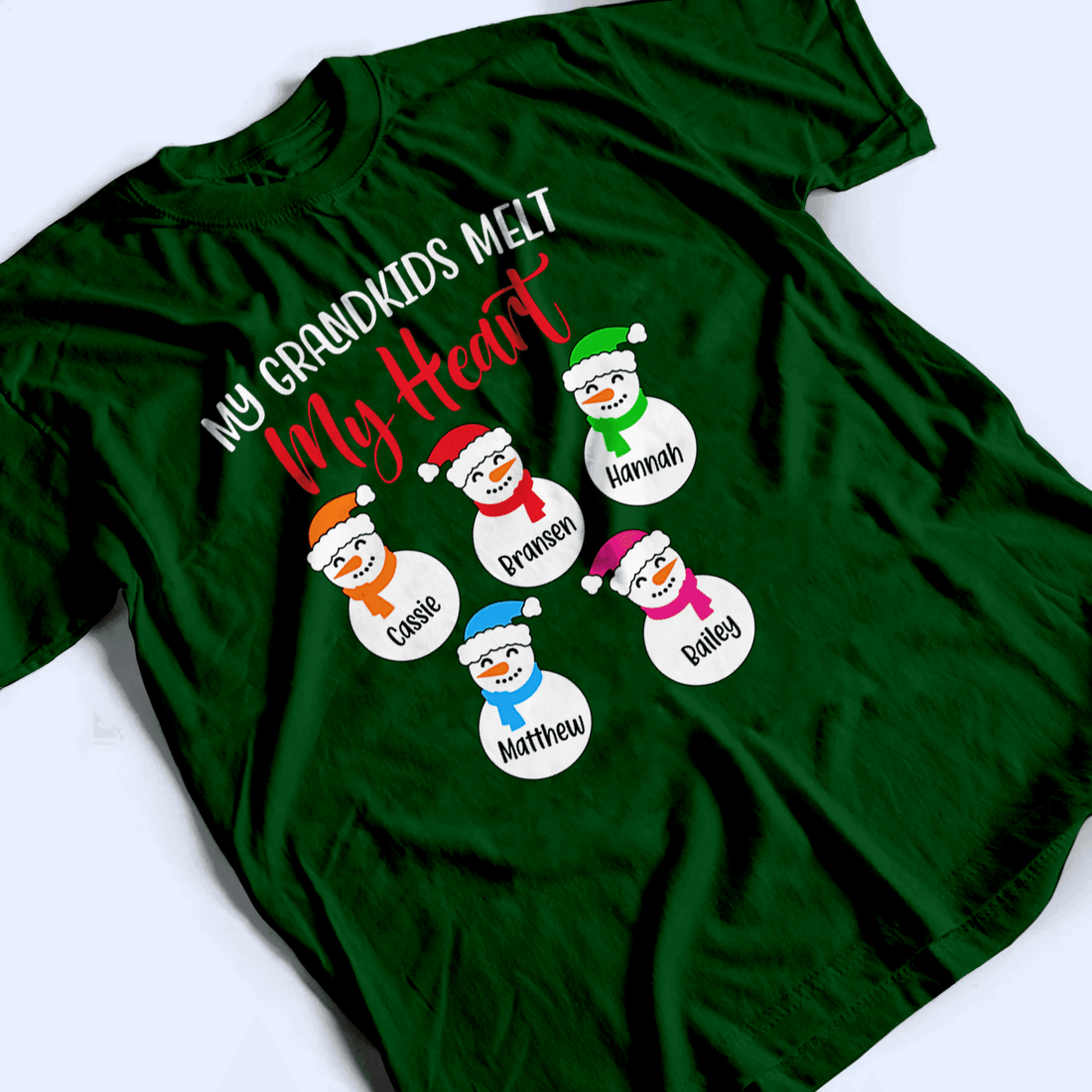 Personalized My Grandkids Melt My Heart - Personalized Custom T Shirt - Christmas, Loving, Funny Gift for Grandma/Nana/Mimi, Mom, Wife, Grandparent - Suzitee Store