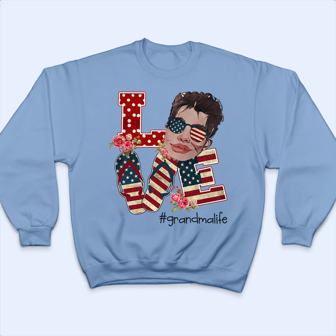 Custom Photo American Grandma 4th of July t-shirt, alternate view 2