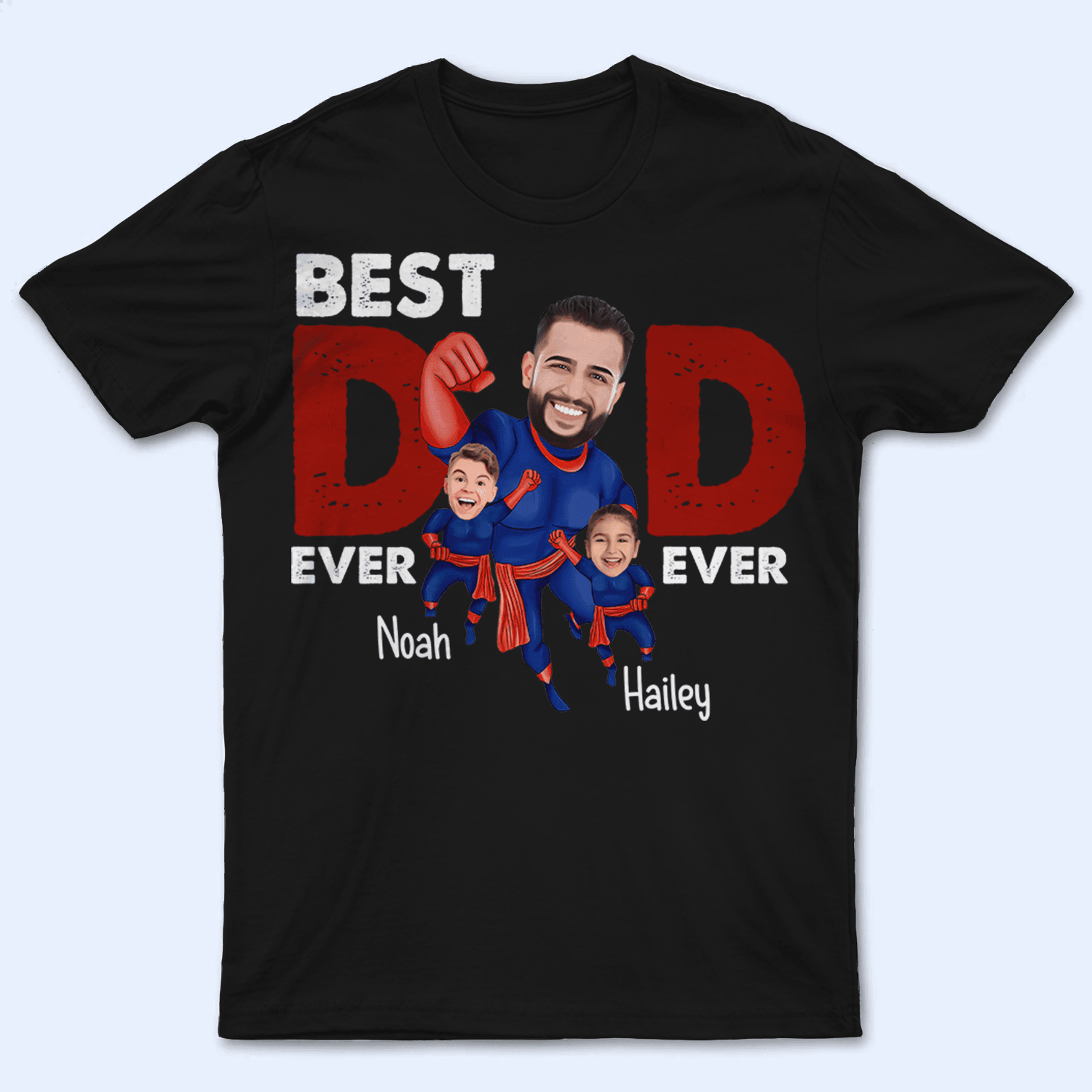 Custom Photo Best Dad Ever Super Hero t-shirt, main view