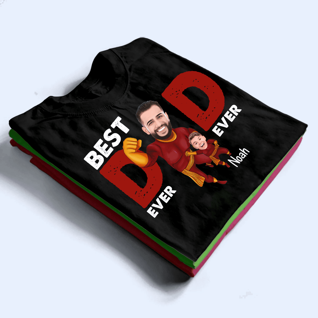 Custom Photo Best Dad Ever Super Hero t-shirt, alternate view 2