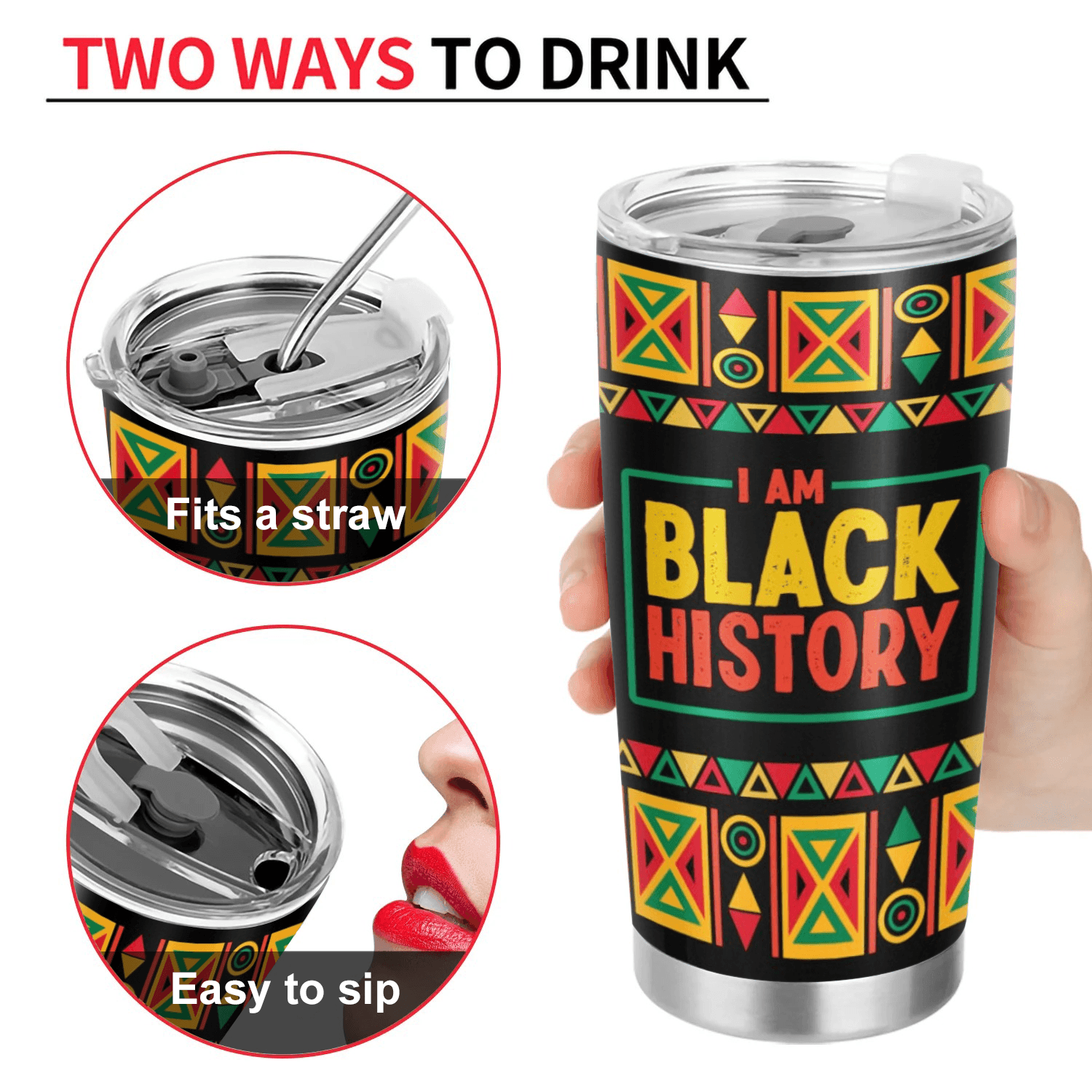 Custom Tumbler for Black History 20oz tumbler, alternate view 4