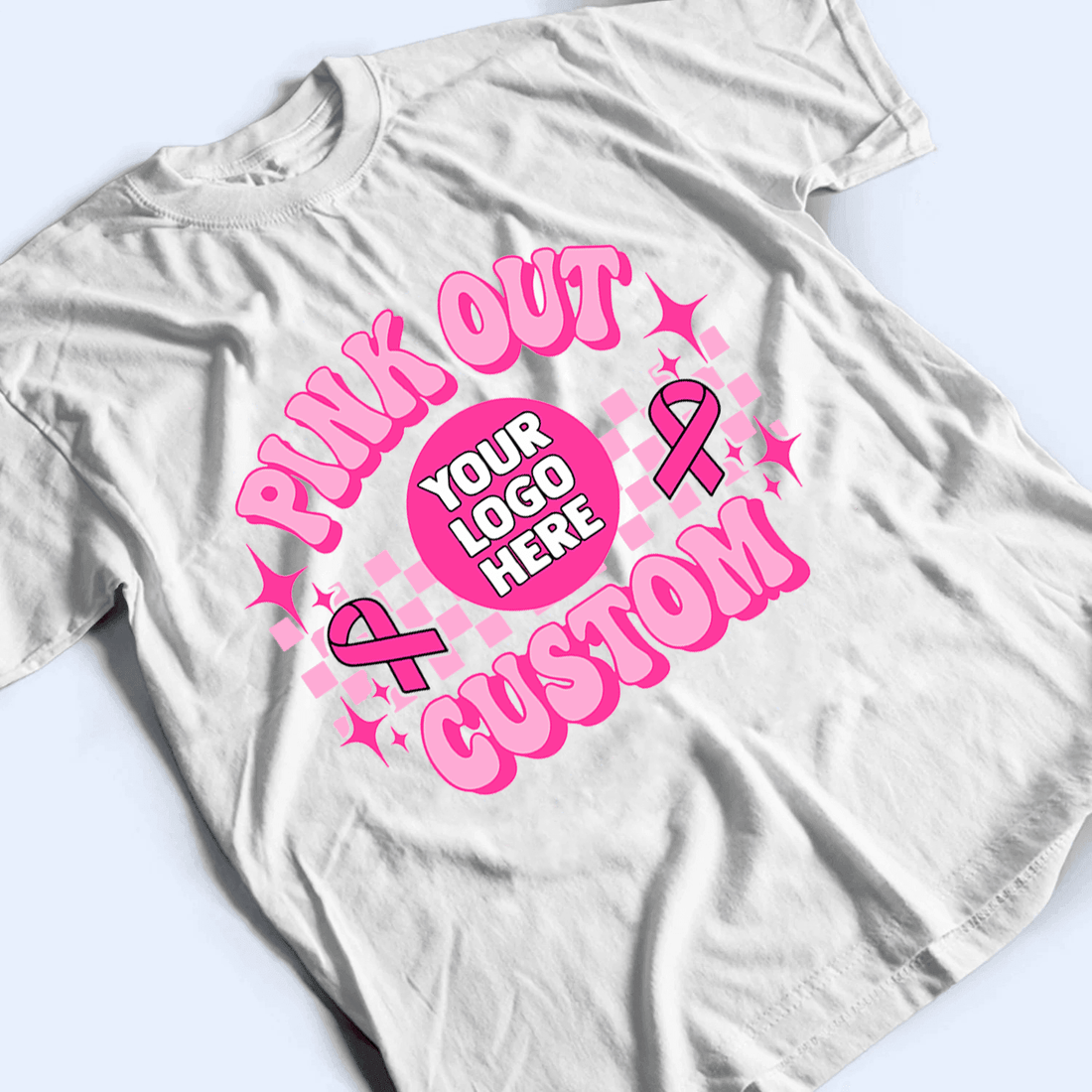 Custom Photo Pink Out Breast Cancer School Team Spirit t-shirt, alternate view 3