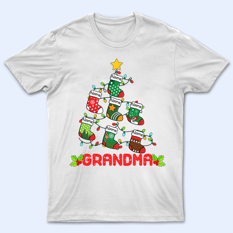 Personalized Pine Socks Christmas Grandma t-shirt, main view