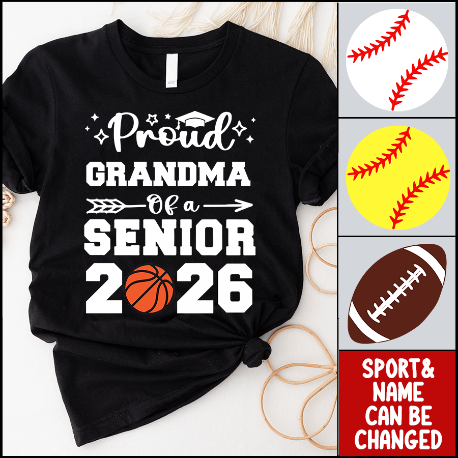 Proud Family Of A Senior 2024 - Personalized Custom T Shirt - Birthday, Loving, Funny Gift for Grandma/Nana/Mimi, Mom, Wife, Grandparent - Suzitee Store