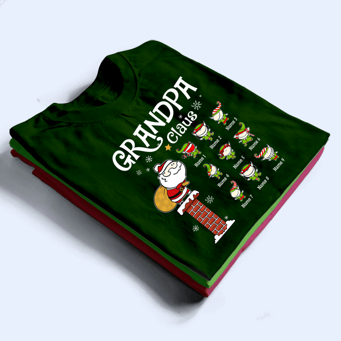 Santa Claus Little Elves- Personalized Custom T Shirt t-shirt, alternate view 2
