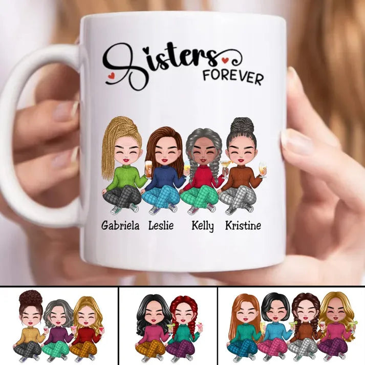 Sisters Forever personalized mug, main view