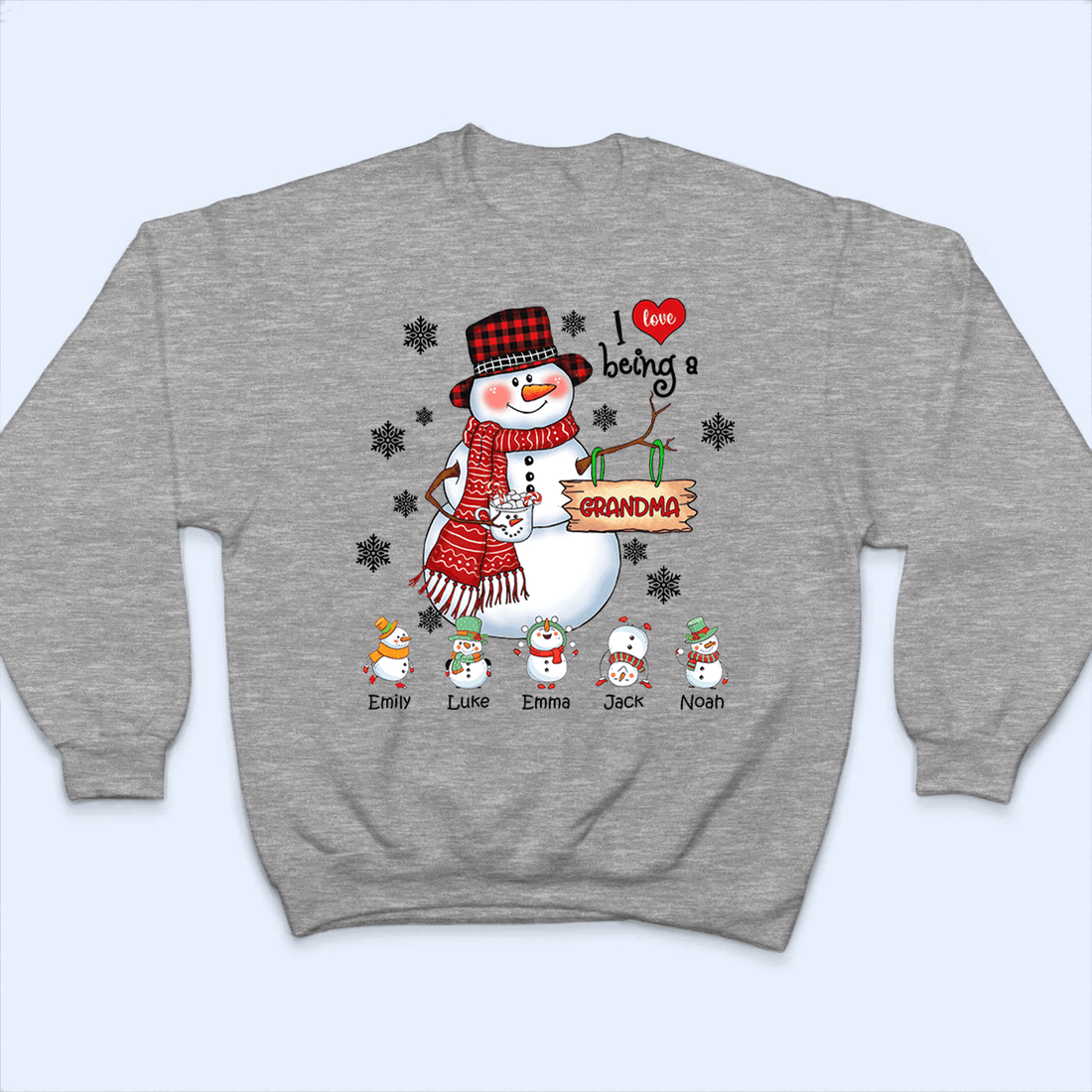 Snowman Christmas Grandma - Personalized Custom T Shirt - Christmas, Birthday, Loving, Funny Gift for Grandma/Nana/Mimi, Mom, Wife, Grandparent - Suzitee Store