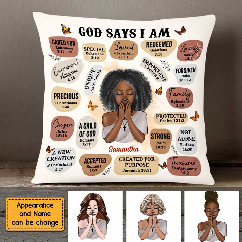 God Says I Am Bible Verse Affirmations Custom Pillow personalized pillow, main view