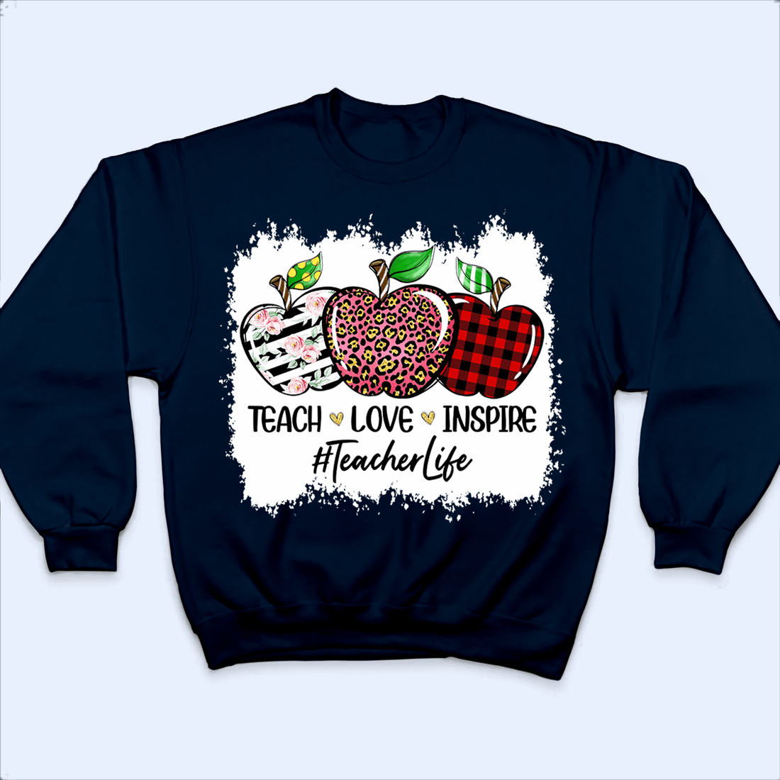Personalized Teach Love Inspire Bleached t-shirt, alternate view 2