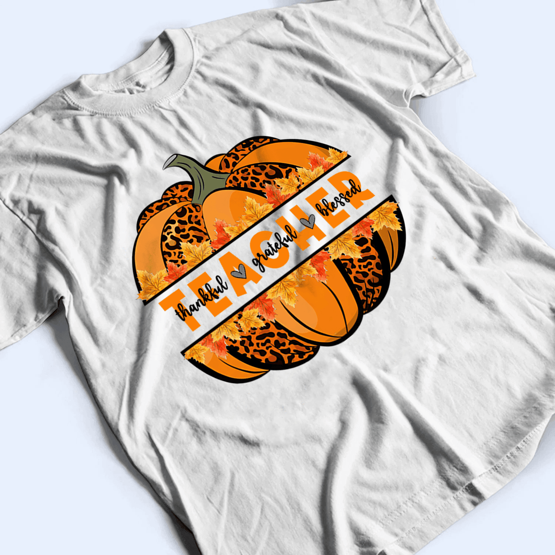 Personalized Thankful Grateful Blessed Teacher t-shirt, alternate view 4